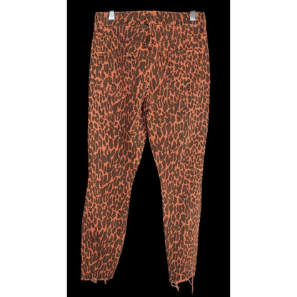 Mother Leopard Print Frayed Hem High-Rise Skinny Jeans
