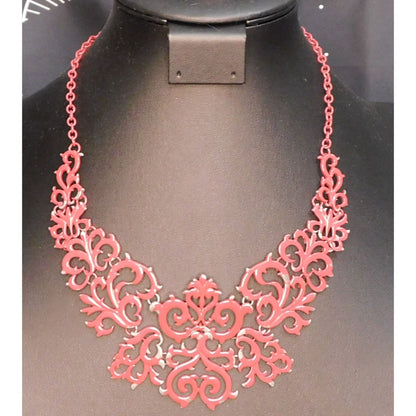Painted Victorian Style Filigree Statement Necklace