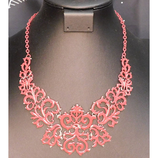 Painted Victorian Style Filigree Statement Necklace