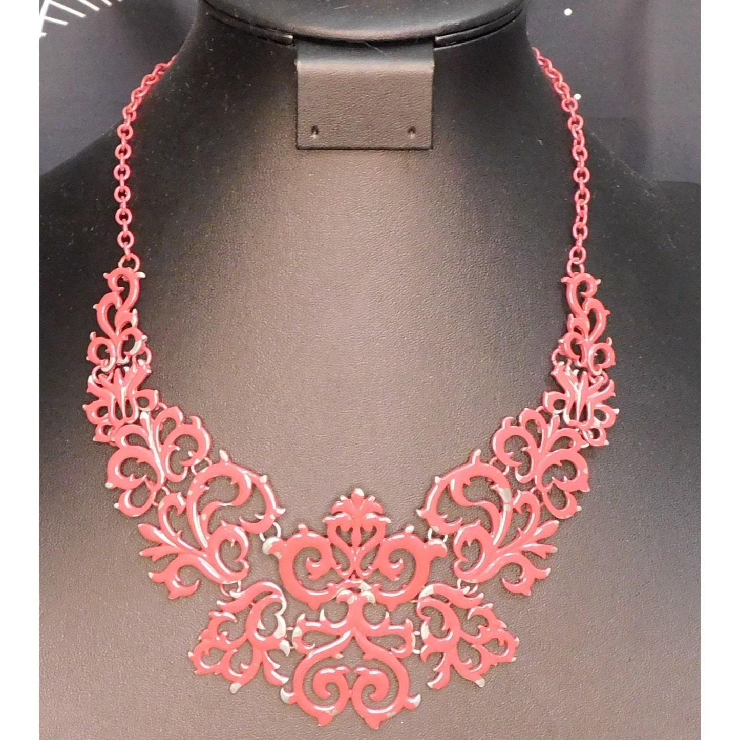 Painted Victorian Style Filigree Statement Necklace