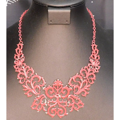 Painted Victorian Style Filigree Statement Necklace