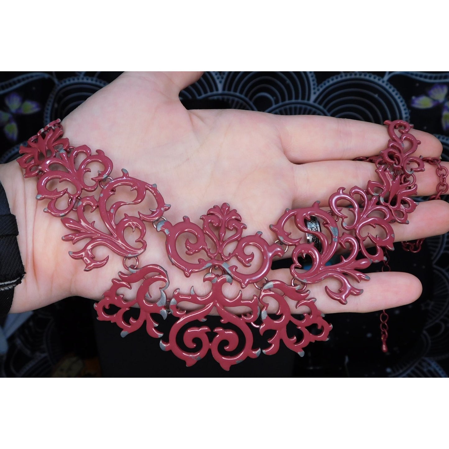 Painted Victorian Style Filigree Statement Necklace