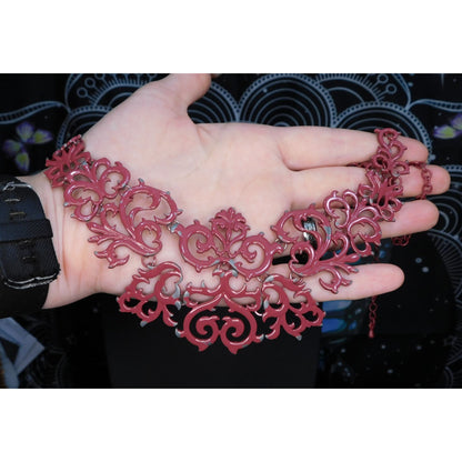 Painted Victorian Style Filigree Statement Necklace