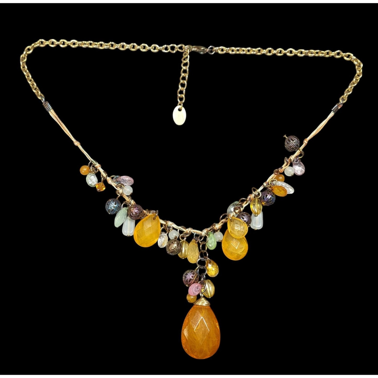 Vintage Bohemian Orange And White Beaded Necklace