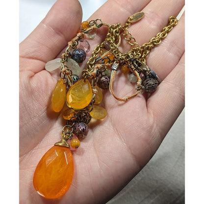Vintage Bohemian Orange And White Beaded Necklace