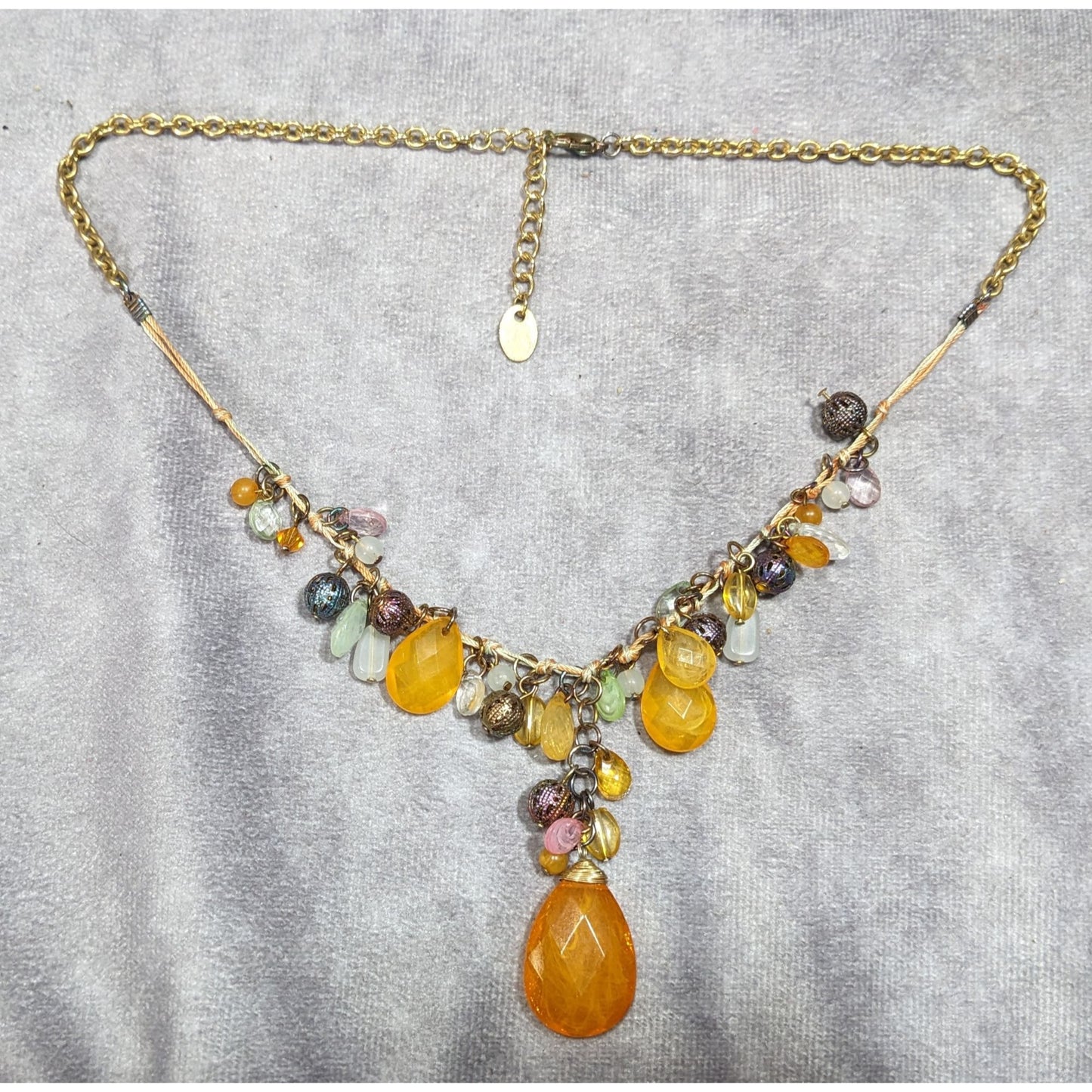 Vintage Bohemian Orange And White Beaded Necklace