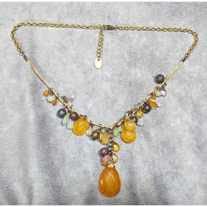 Vintage Bohemian Orange And White Beaded Necklace