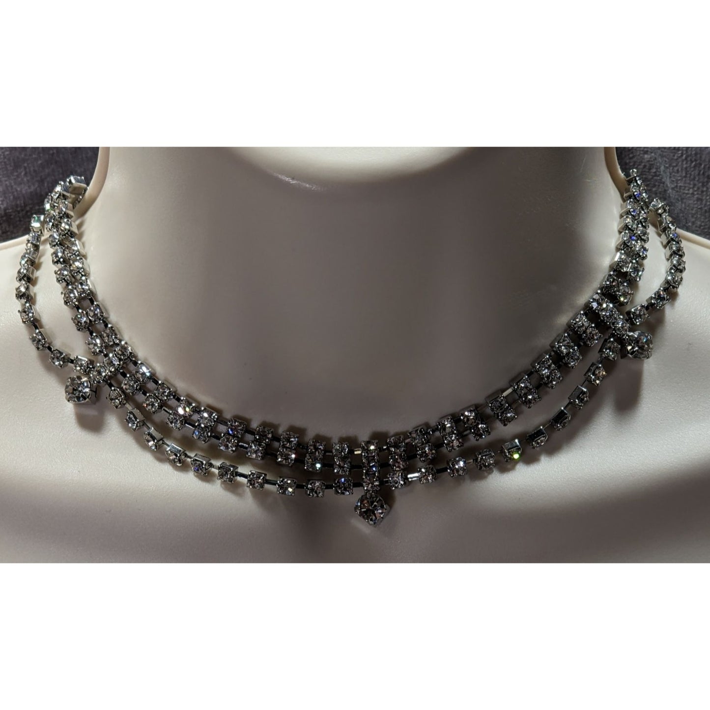 Vintage Glam Layered Rhinestone  Necklace