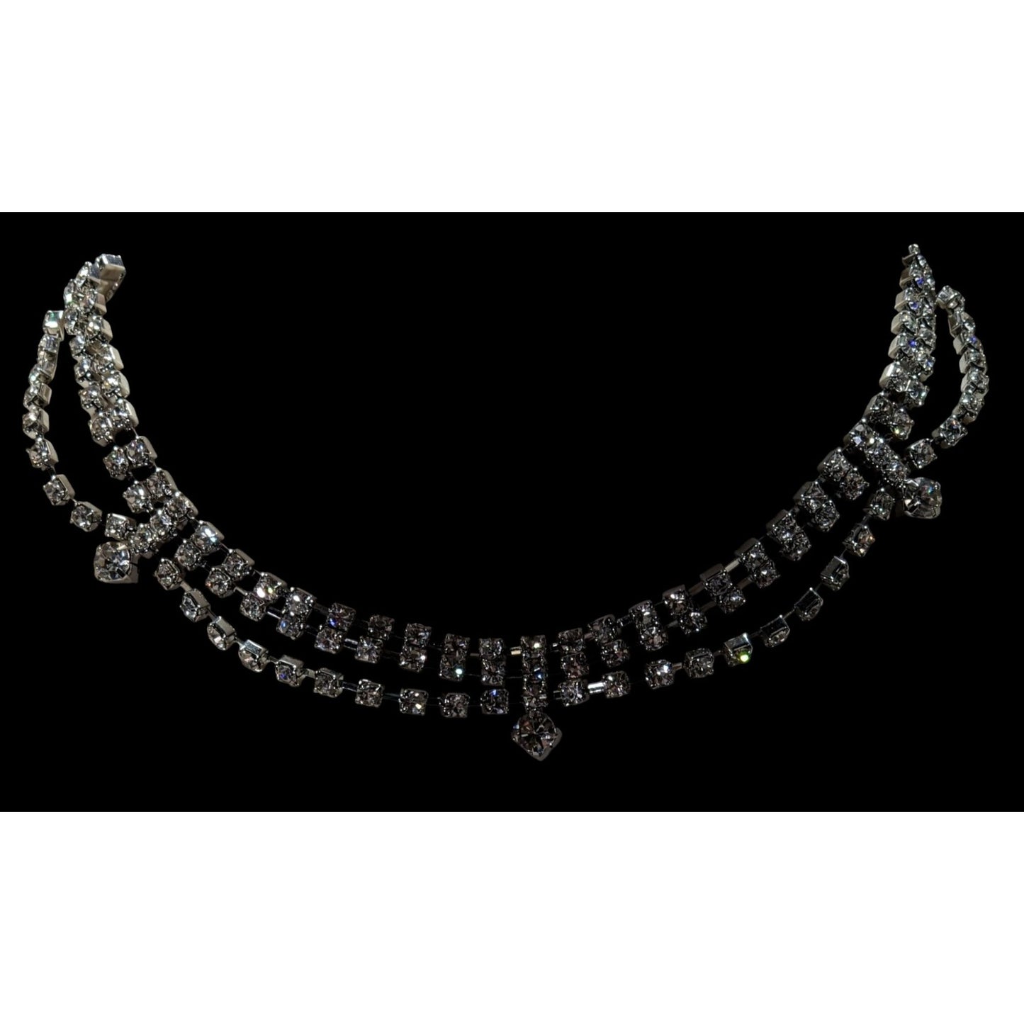 Vintage Glam Layered Rhinestone  Necklace