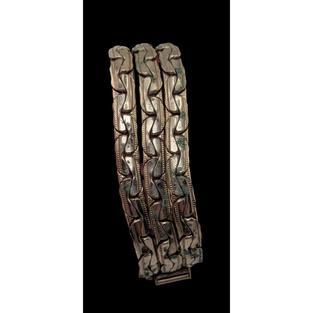 Vintage Retro Gold Tone Triple Strand Textured Link Bracelet 7 Inch