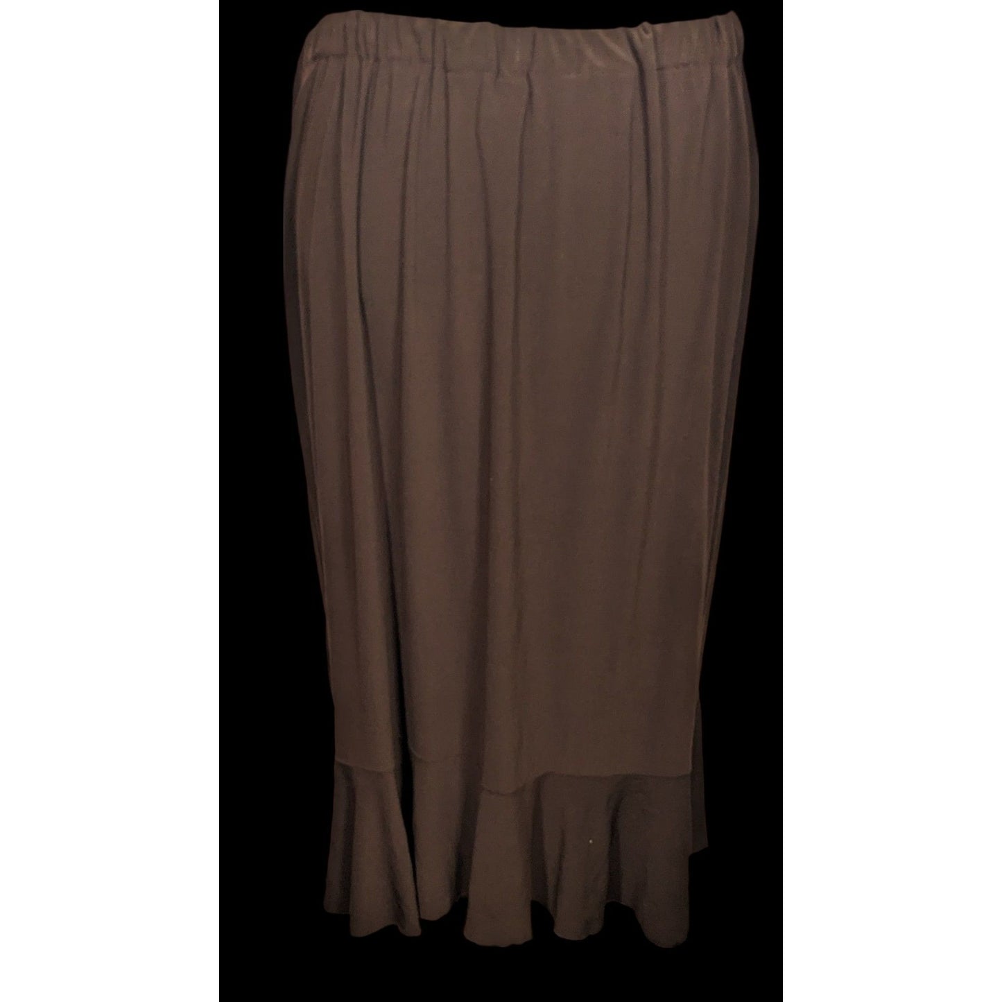 Vintage Nice Wear Brown Midi Skirt With Subtle Ruffle Edge