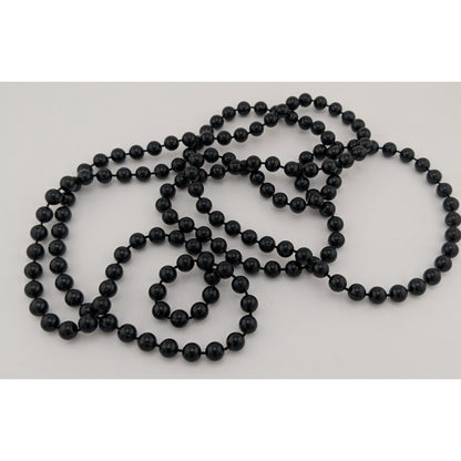Casual Gothic Long Black Opera Length Beaded Necklace