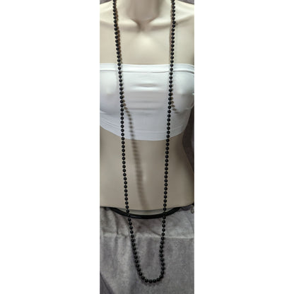 Casual Gothic Long Black Opera Length Beaded Necklace