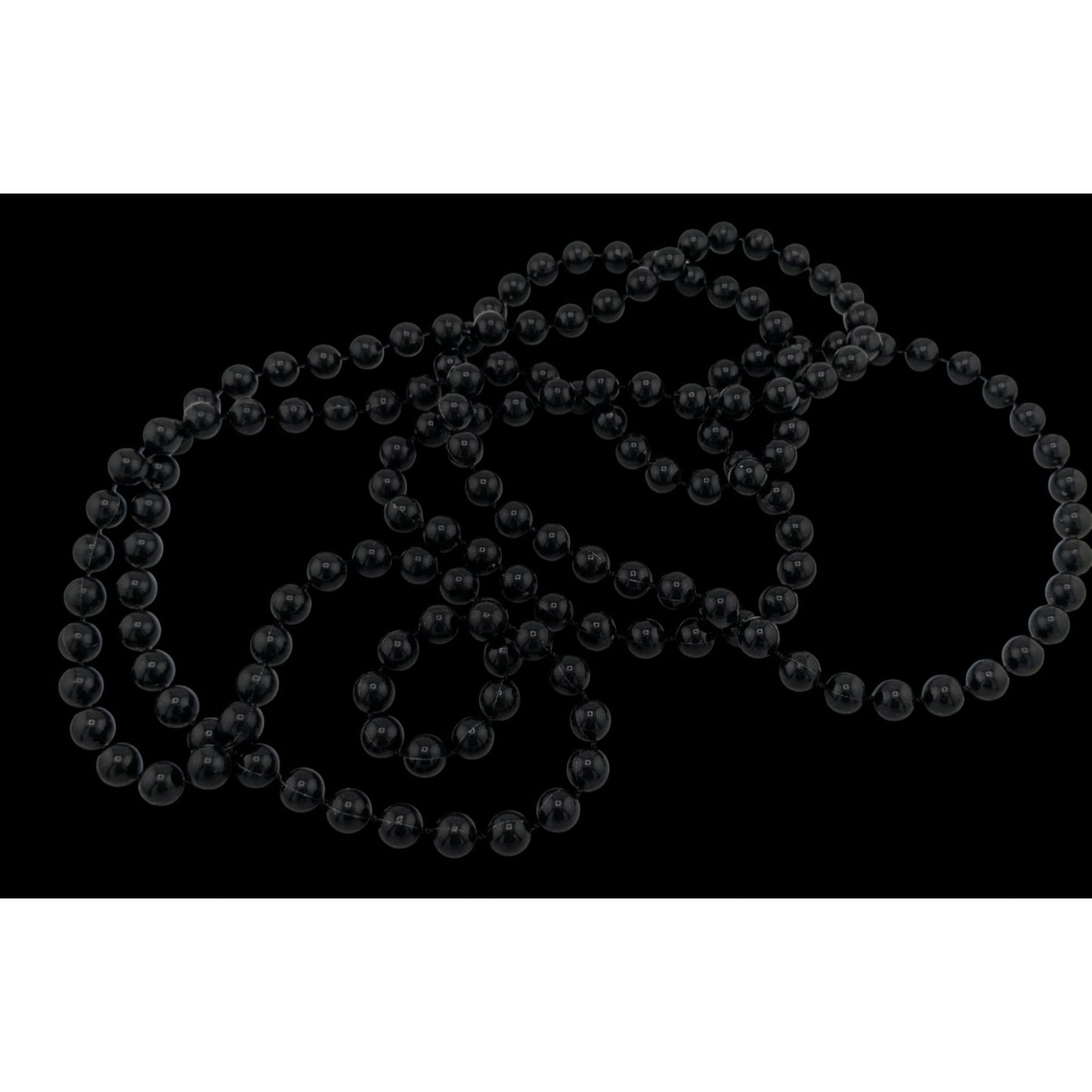 Casual Gothic Long Black Opera Length Beaded Necklace