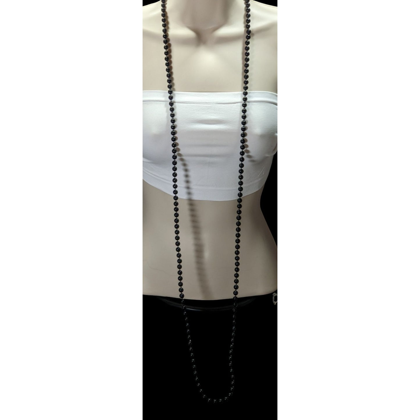 Casual Gothic Long Black Opera Length Beaded Necklace