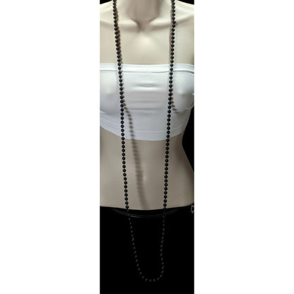 Casual Gothic Long Black Opera Length Beaded Necklace