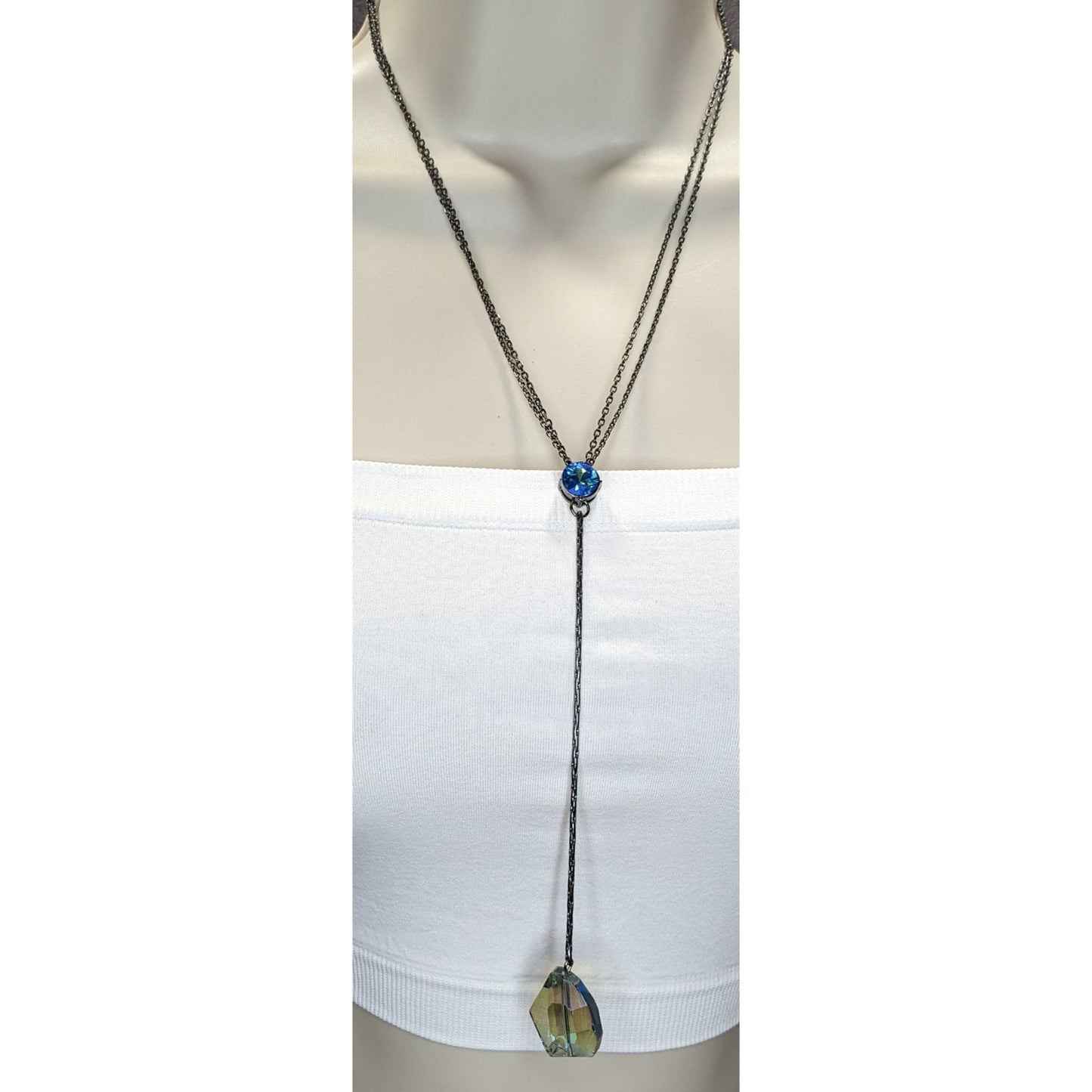Y Drop Crystal Pendant Necklace