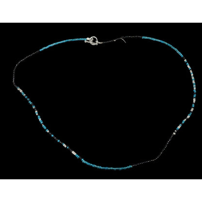Simple Black And Teal Handmade Glass Beaded Toggle Necklace