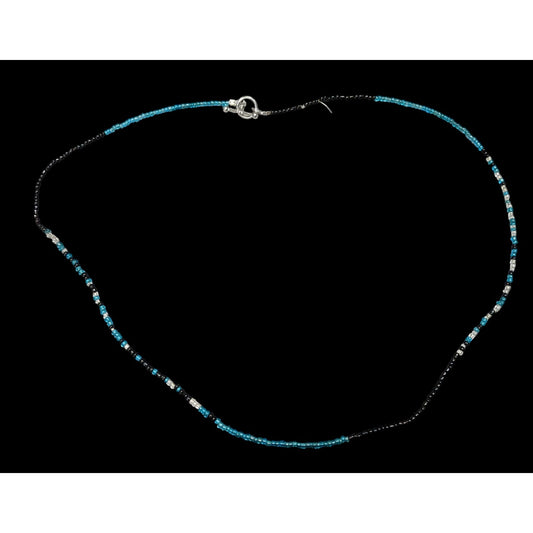 Simple Black And Teal Handmade Glass Beaded Toggle Necklace