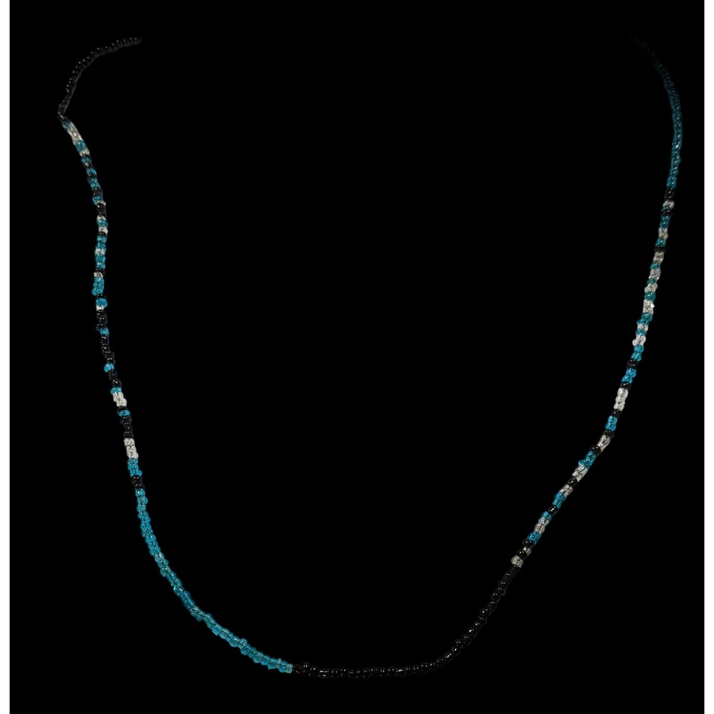 Simple Black And Teal Handmade Glass Beaded Toggle Necklace