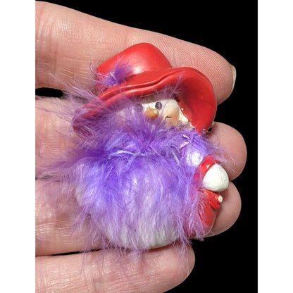 Vintage Red Hat Society Themed Snowman Brooch