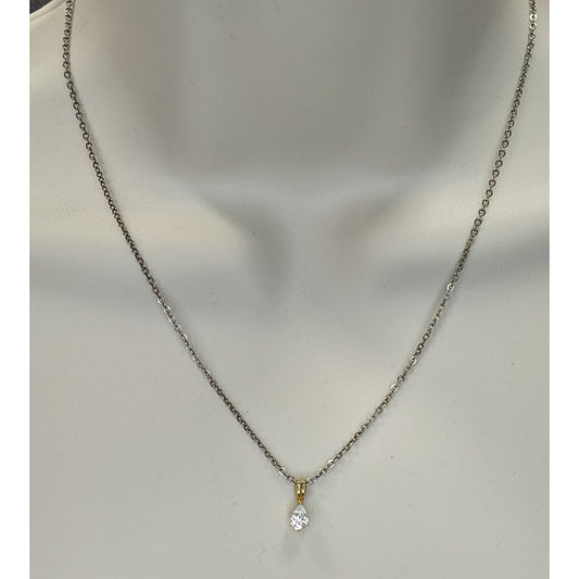 Cubic Zirconia Teardrop Pendant Necklace