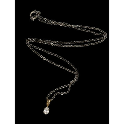 Cubic Zirconia Teardrop Pendant Necklace