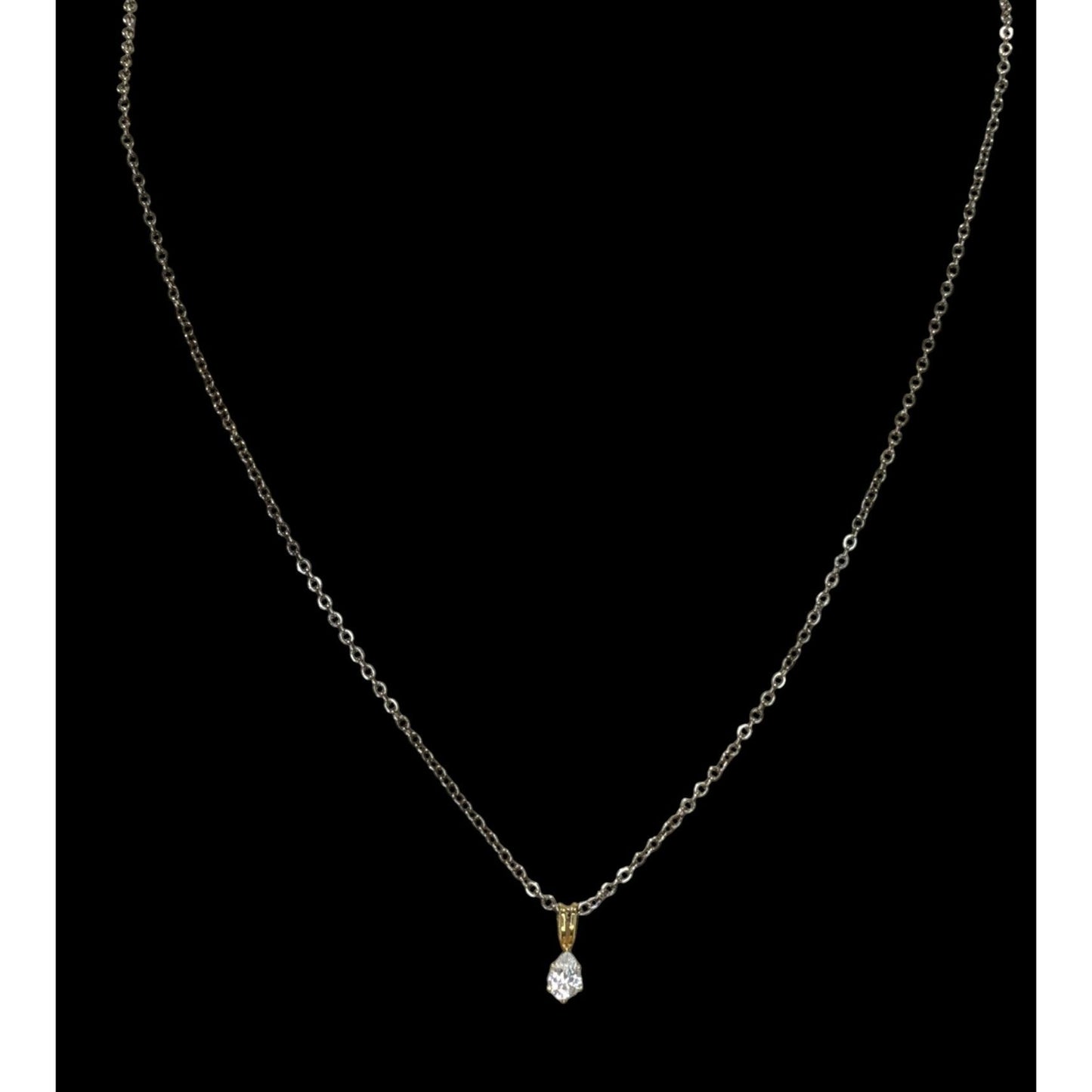 Cubic Zirconia Teardrop Pendant Necklace