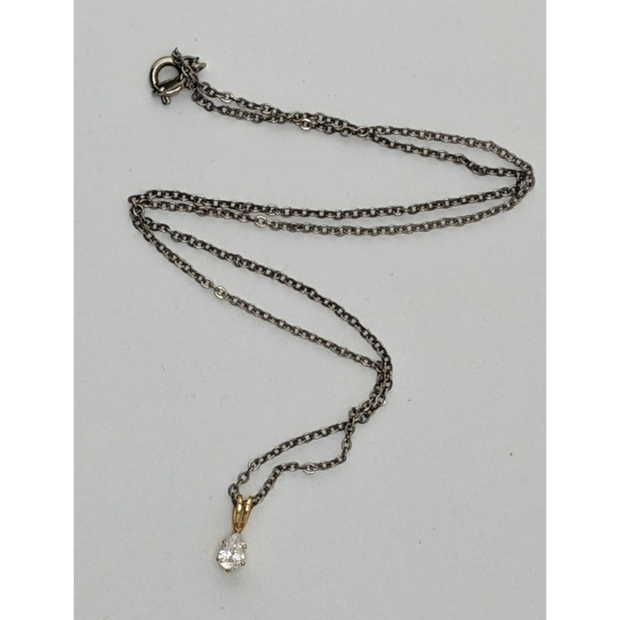 Cubic Zirconia Teardrop Pendant Necklace