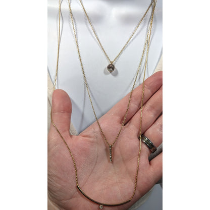 Elegant Glam Multilayer Triple Chain And Rhinestone Pendant Necklace