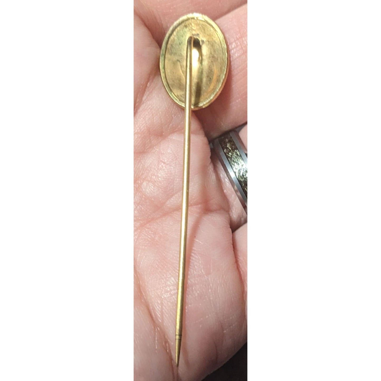 Vintage Cursive B And Floral Engraved Gold Tone Stick Pin