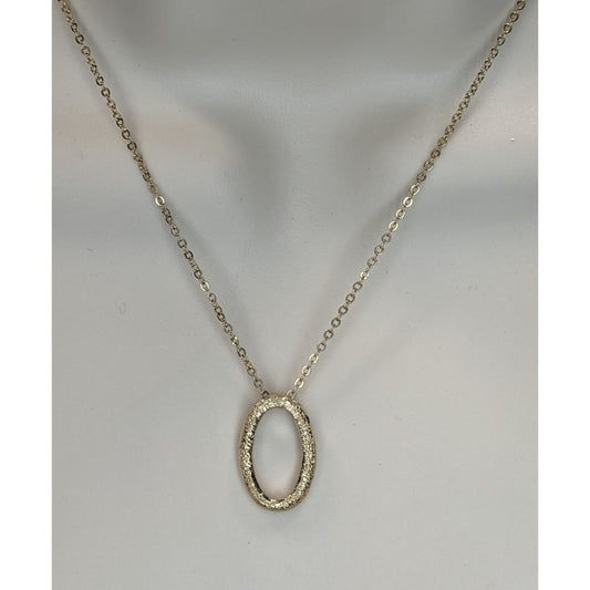 Minimalist Modern Glam Gold Oval Textured Pendant Necklace