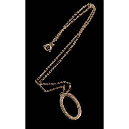 Minimalist Modern Glam Gold Oval Textured Pendant Necklace