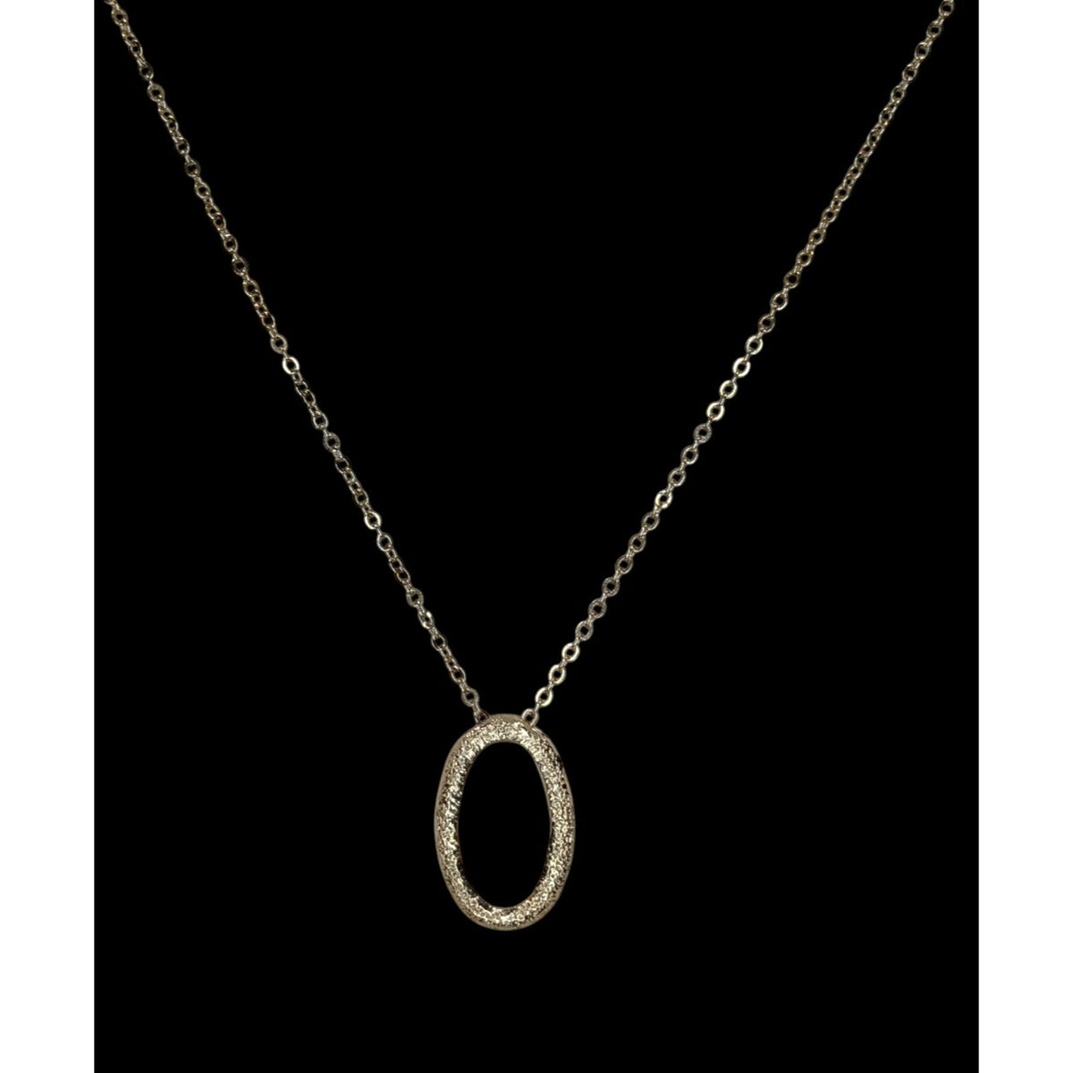Minimalist Modern Glam Gold Oval Textured Pendant Necklace