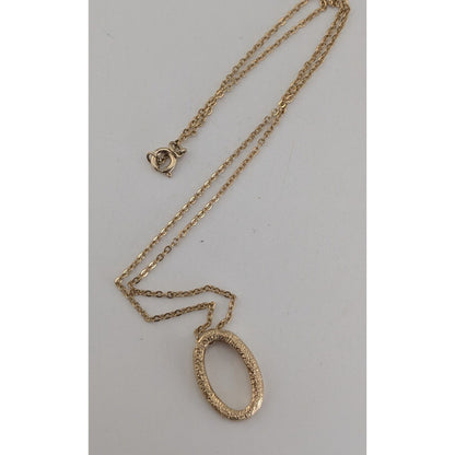Minimalist Modern Glam Gold Oval Textured Pendant Necklace