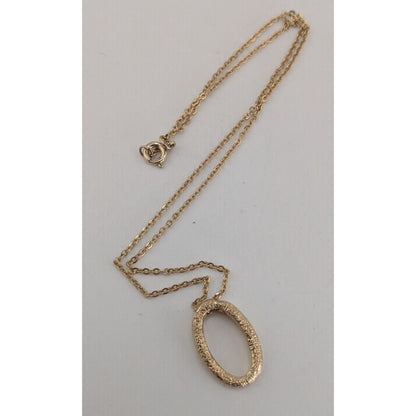 Minimalist Modern Glam Gold Oval Textured Pendant Necklace