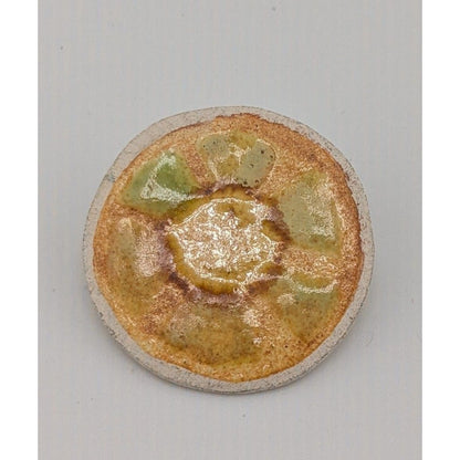 Vintage Handmade Hippie Ceramic Floral Brooch