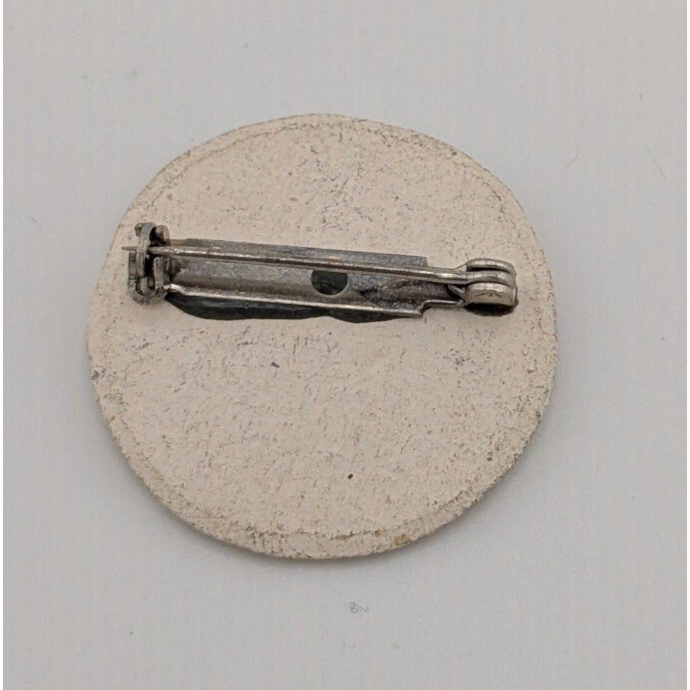 Vintage Handmade Hippie Ceramic Floral Brooch