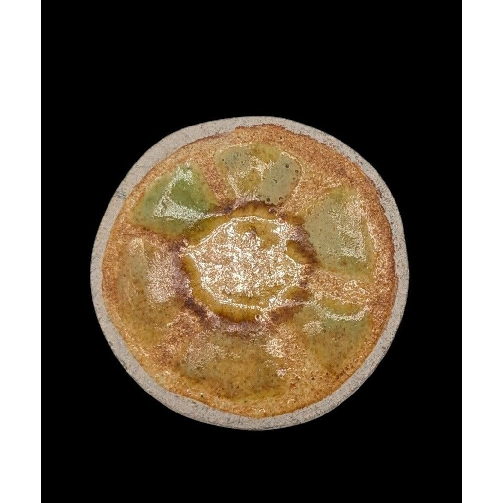 Vintage Handmade Hippie Ceramic Floral Brooch