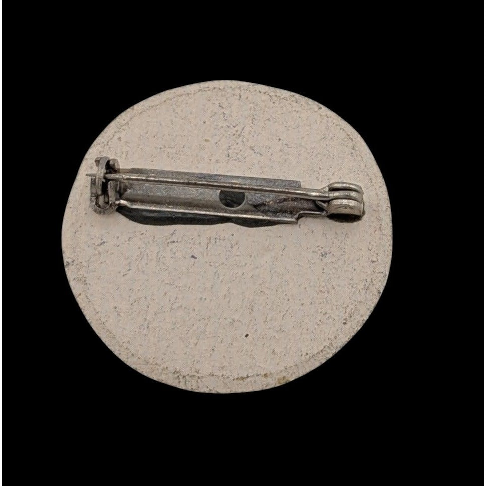 Vintage Handmade Hippie Ceramic Floral Brooch