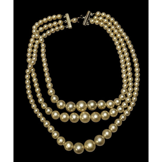 Vintage Japan Multilayer Gold Pearl Necklace