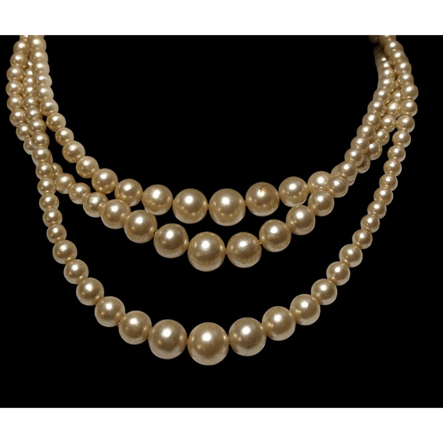 Vintage Japan Multilayer Gold Pearl Necklace