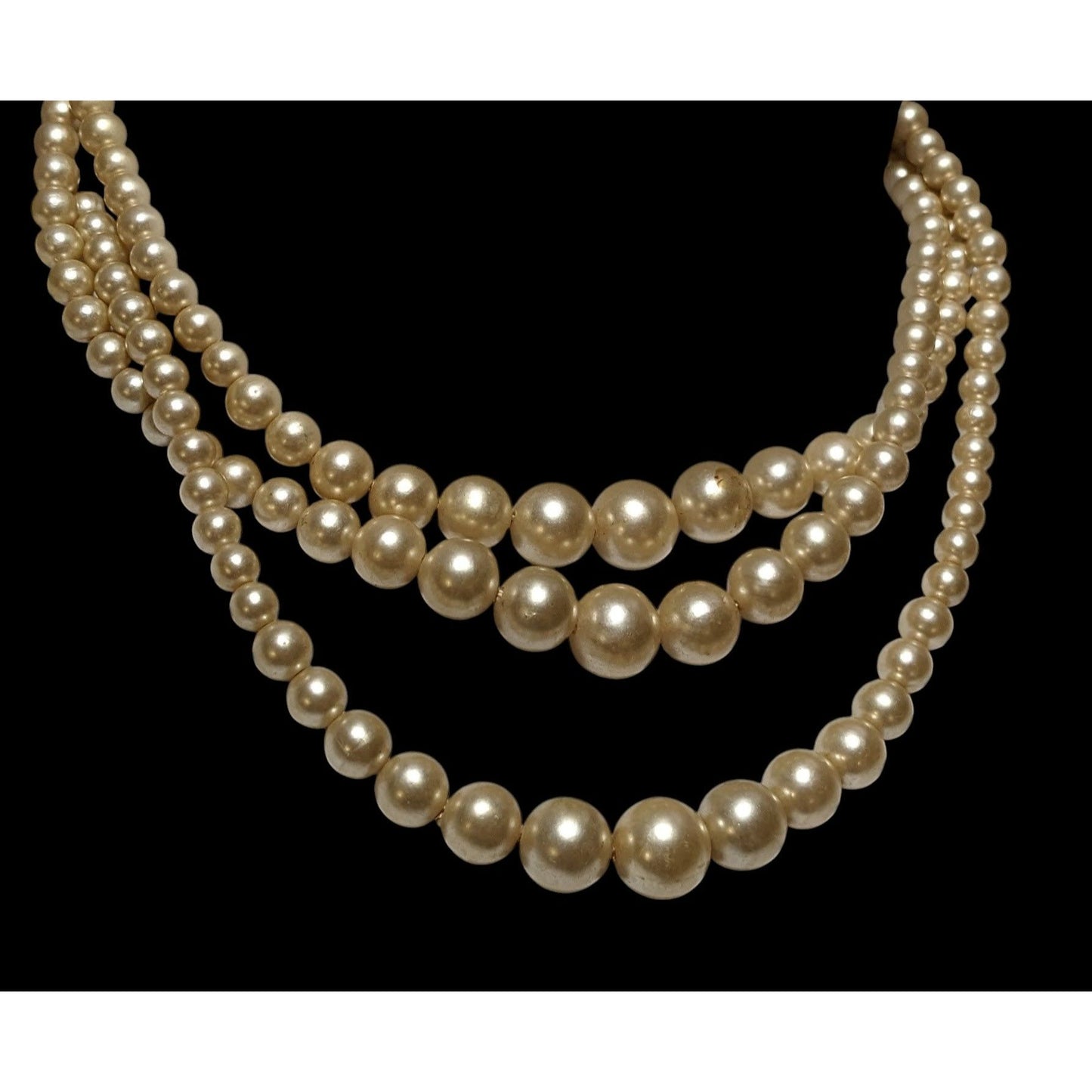 Vintage Japan Multilayer Gold Pearl Necklace