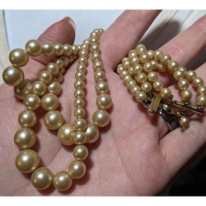 Vintage Japan Multilayer Gold Pearl Necklace