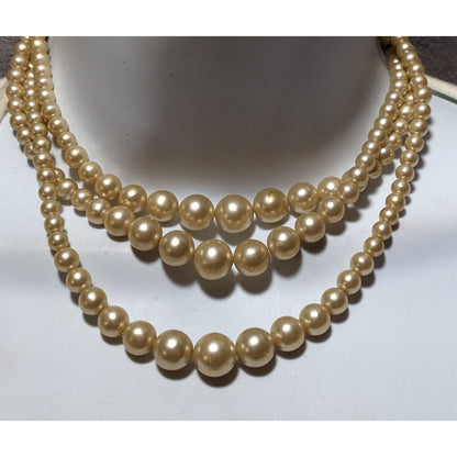 Vintage Japan Multilayer Gold Pearl Necklace