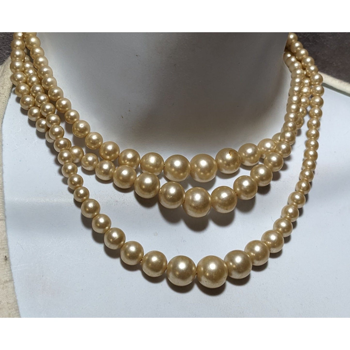 Vintage Japan Multilayer Gold Pearl Necklace