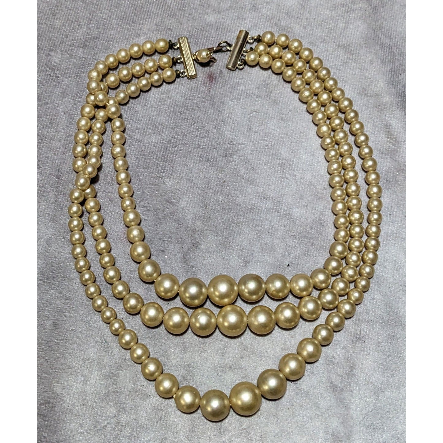 Vintage Japan Multilayer Gold Pearl Necklace