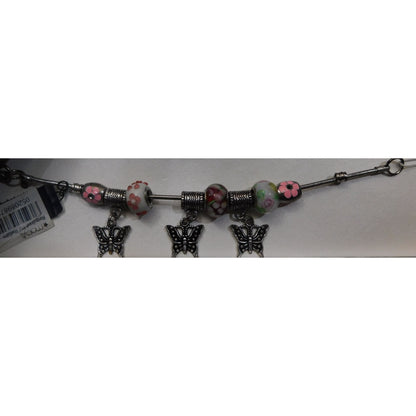 Roman Glass Butterfly Foral Charm Bracelet