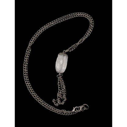Silver Acrylic Bead Tassel Necklace Minimalist Boho Pendant Jewelry