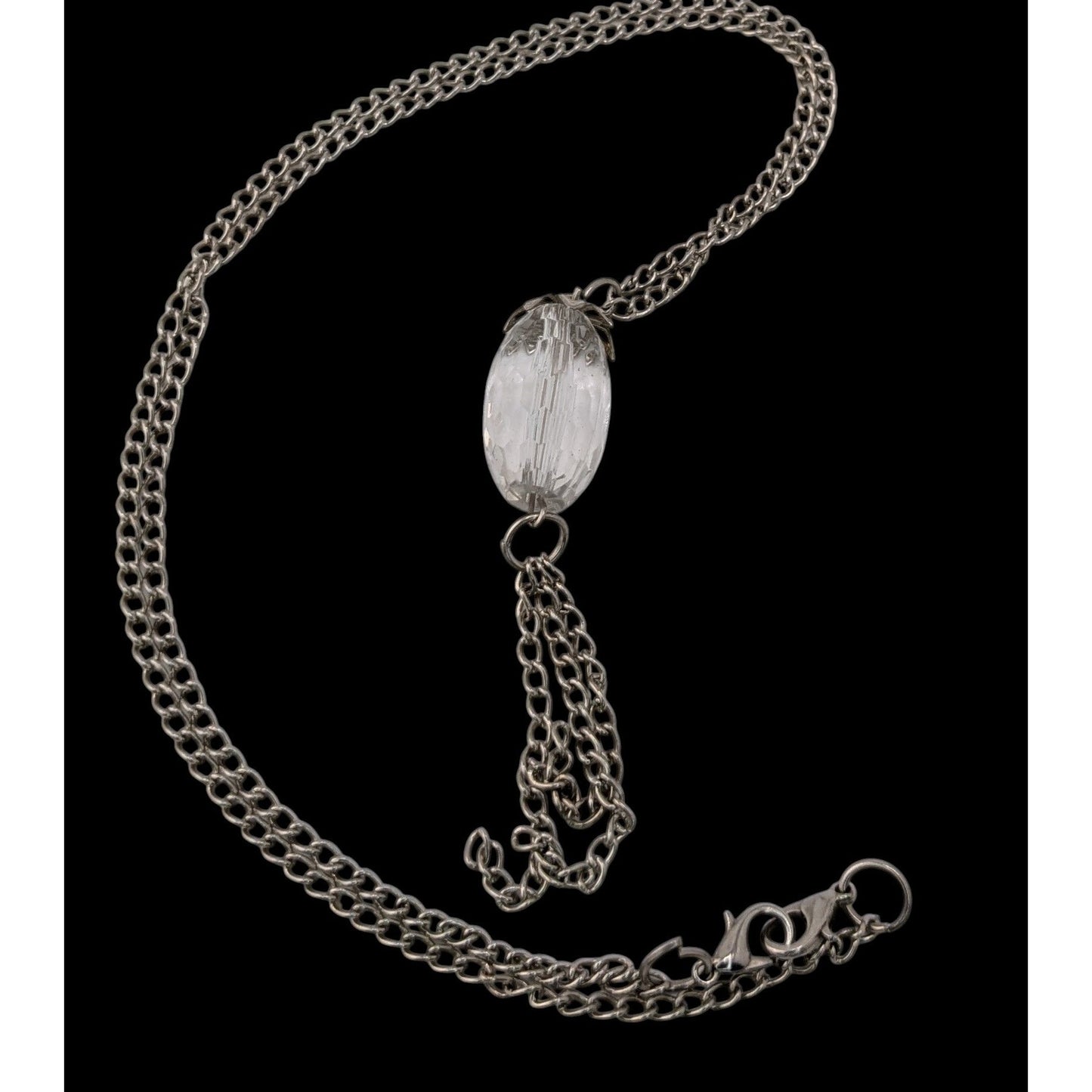 Silver Acrylic Bead Tassel Necklace Minimalist Boho Pendant Jewelry